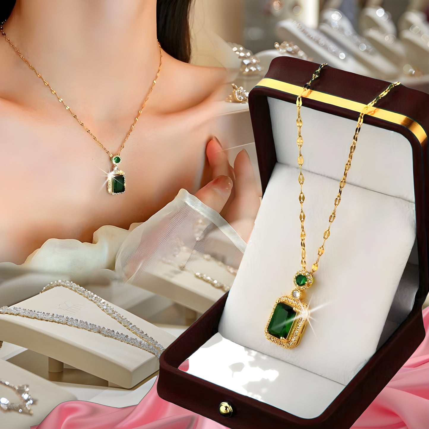 Reloj De Dama En tono verde + REGALO Dije Esmeralda🎁