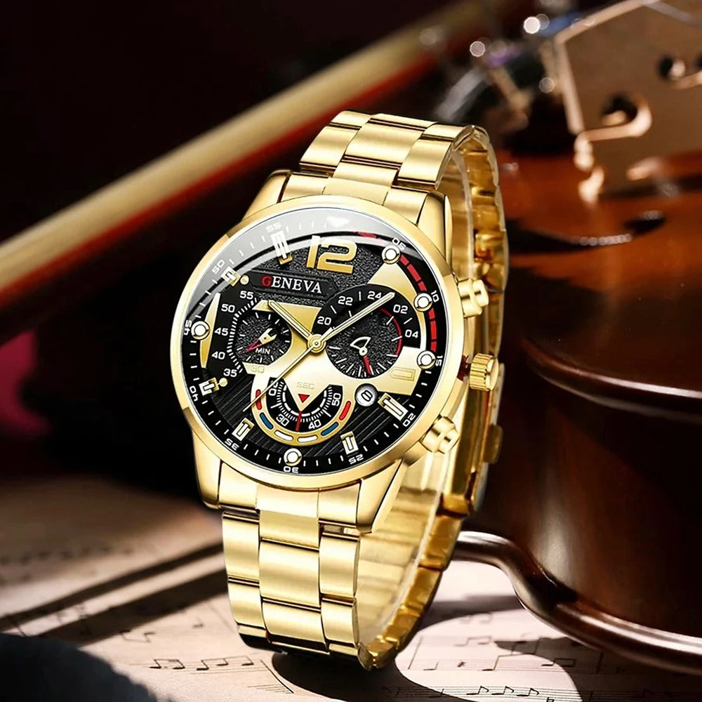 Reloj, Cadena + Pulsera Dorado de REGALO🎁
