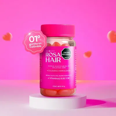 ROSA HAIR - Refuerza tu belleza con Rosa Hair™ – Activa el crescimiento capilar, reducir caída de calleo, fortalece las uñas y mejora la textura de la piel.