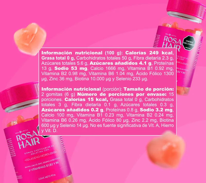 ROSA HAIR - Refuerza tu belleza con Rosa Hair™ – Activa el crescimiento capilar, reducir caída de calleo, fortalece las uñas y mejora la textura de la piel.