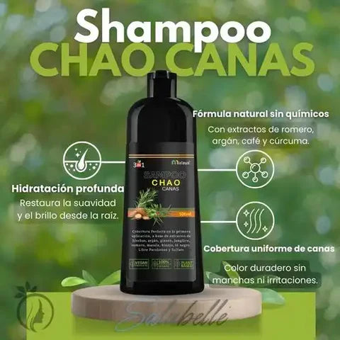 SHAMPOO CHAO  CANAS + TRATAMIENTO - Cobertura Natural en Minutos