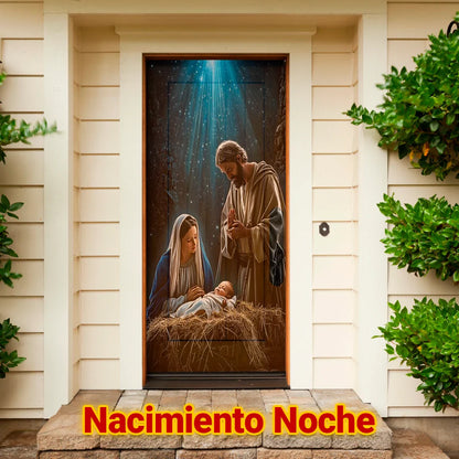 Cubrepuertas Navideña JingleDoor 90x210cm – Tela Reutilizable y Resistente a la Lluvia