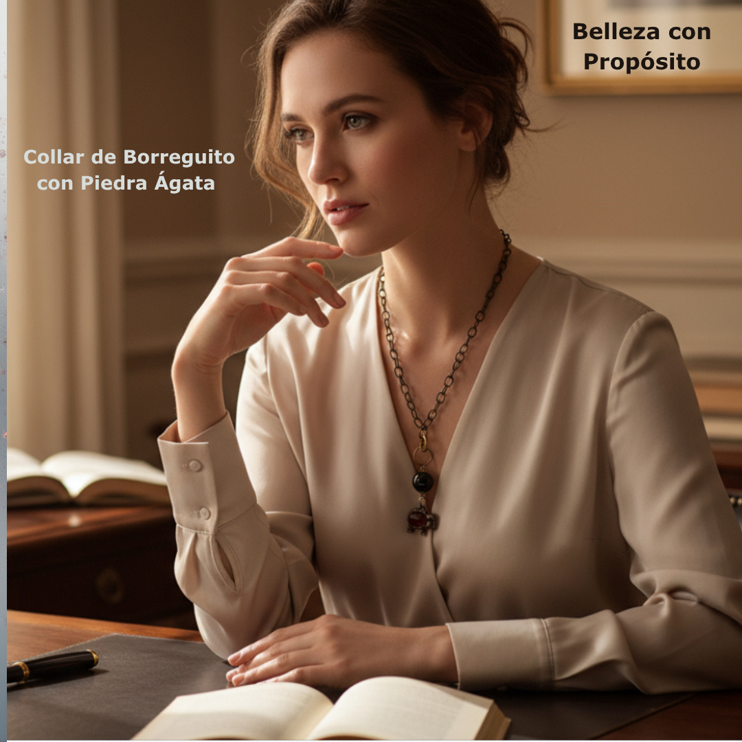 Collar de Borreguito con Piedra Ágata