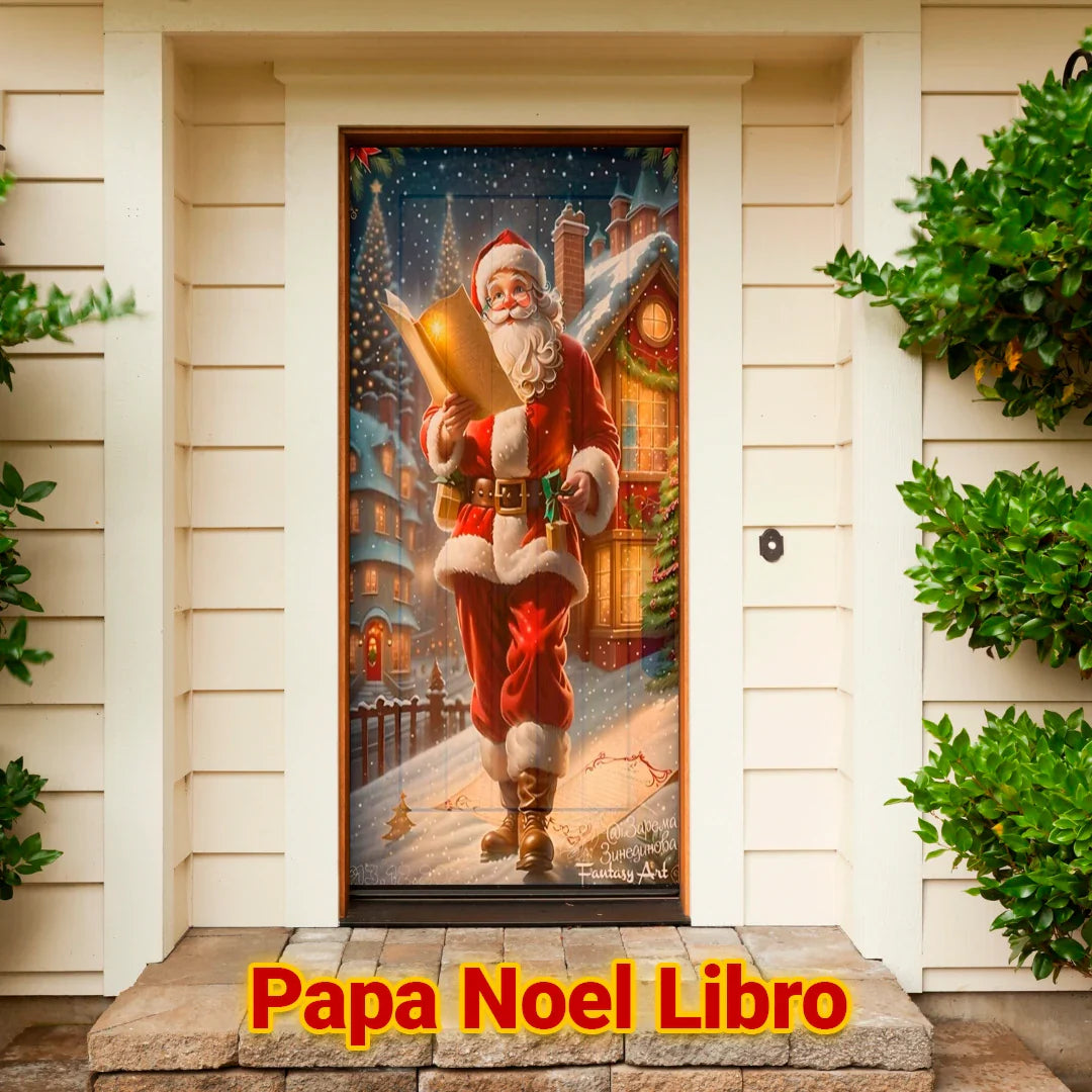 Cubrepuertas Navideña JingleDoor 90x210cm – Tela Reutilizable y Resistente a la Lluvia