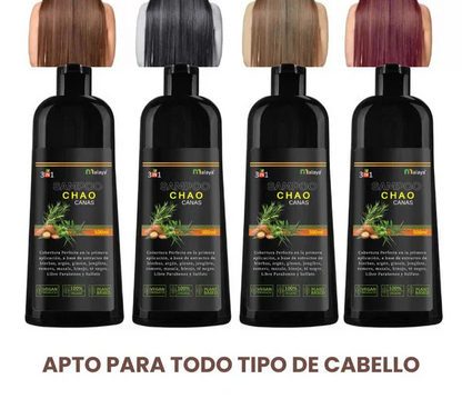 SHAMPOO CHAO  CANAS + TRATAMIENTO - Cobertura Natural en Minutos