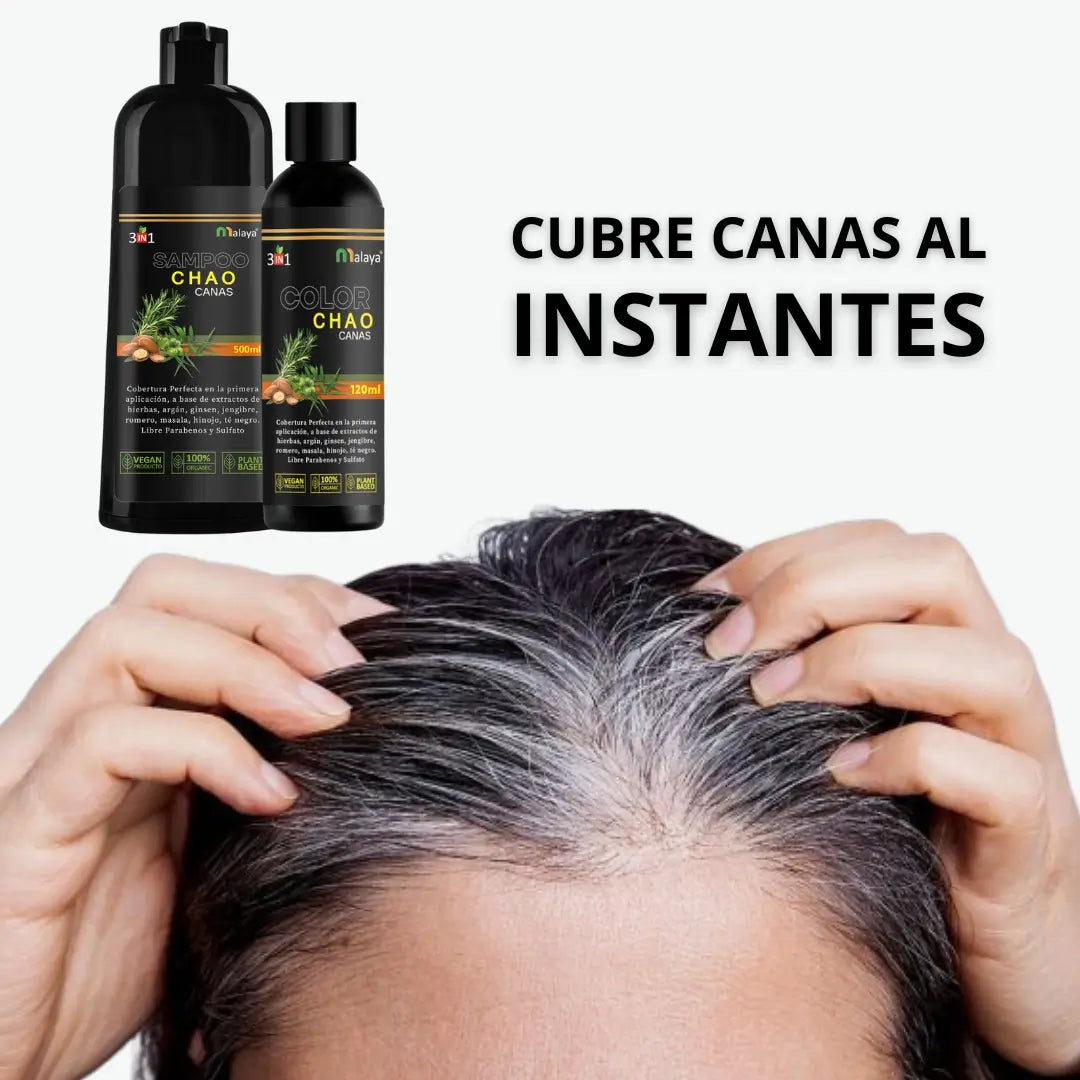 SHAMPOO CHAO  CANAS + TRATAMIENTO - Cobertura Natural en Minutos