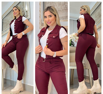 CONJUNTO PARA DAMA 3 PIEZAS CHALECO