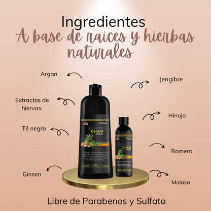 SHAMPOO CHAO  CANAS + TRATAMIENTO - Cobertura Natural en Minutos