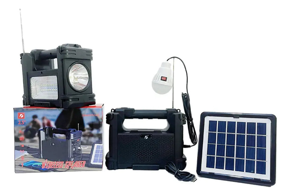 MEGA Planta solar  8 en 1 doble reflector, carga celulares, panel solar, bluetooth, USB, SD, Radio FM,  GRATIS 1 bombillos