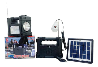 MEGA Planta solar  8 en 1 doble reflector, carga celulares, panel solar, bluetooth, USB, SD, Radio FM,  GRATIS 1 bombillos