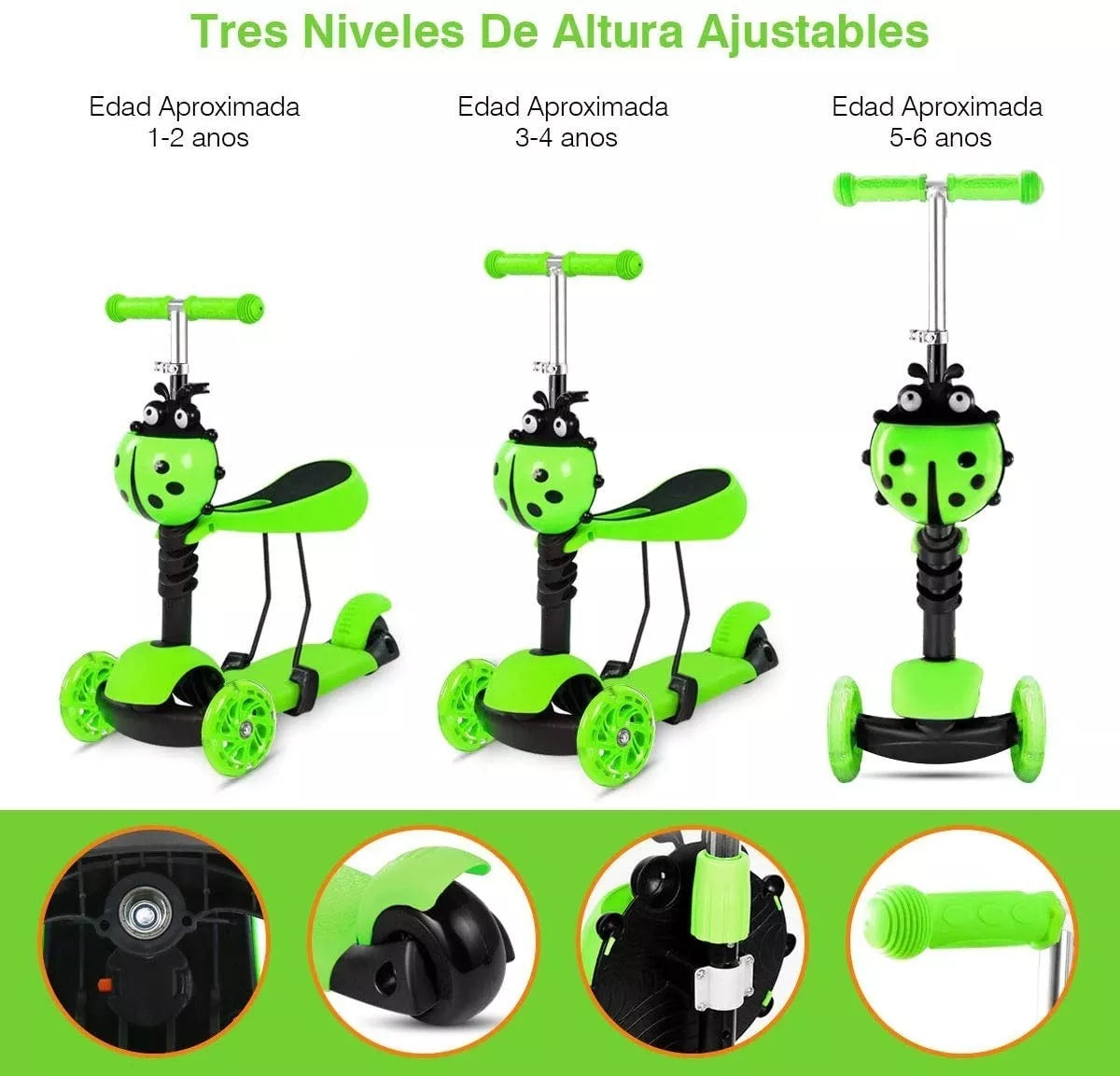 🛴Scooter cucarroncito 5 en 1🐞