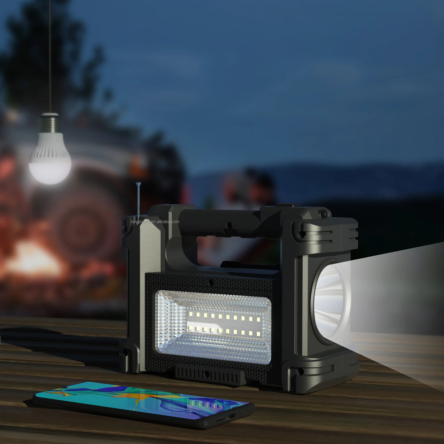 MEGA Planta solar  8 en 1 doble reflector, carga celulares, panel solar, bluetooth, USB, SD, Radio FM,  GRATIS 1 bombillos