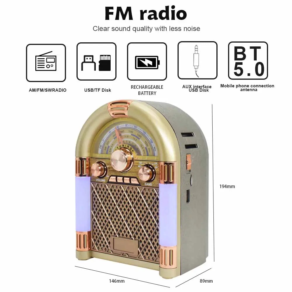 RADIO ROCKOLA VINTAGE RECARGABLE ESTILO CLÁSICO