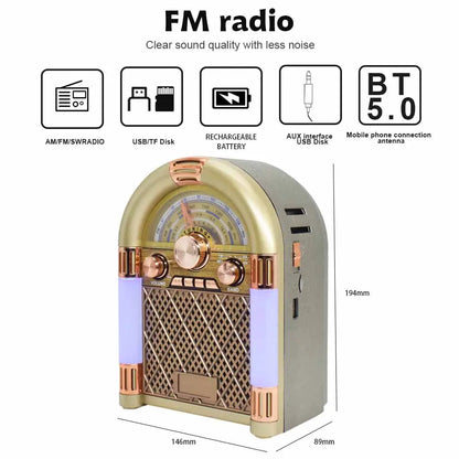 RADIO ROCKOLA VINTAGE RECARGABLE ESTILO CLÁSICO