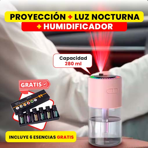 Humidificador starlightHUMIDIFICADOR STARLIGHT + 6 ESENCIAS GRATIS 😱✨ ¡Proyección + luz nocturna + humidificador!