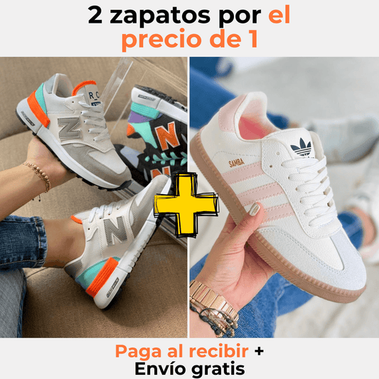Tenis Balanci Dama Gris Naranja
