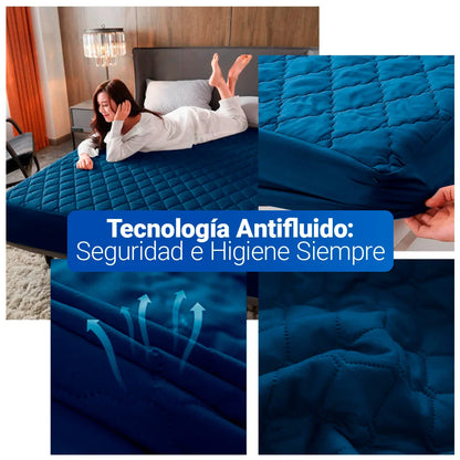 Protector de Colchón SoftRest Acolchado Antifluido + 2 Fundas de Almohada | Se Ajusta Hasta 40cm