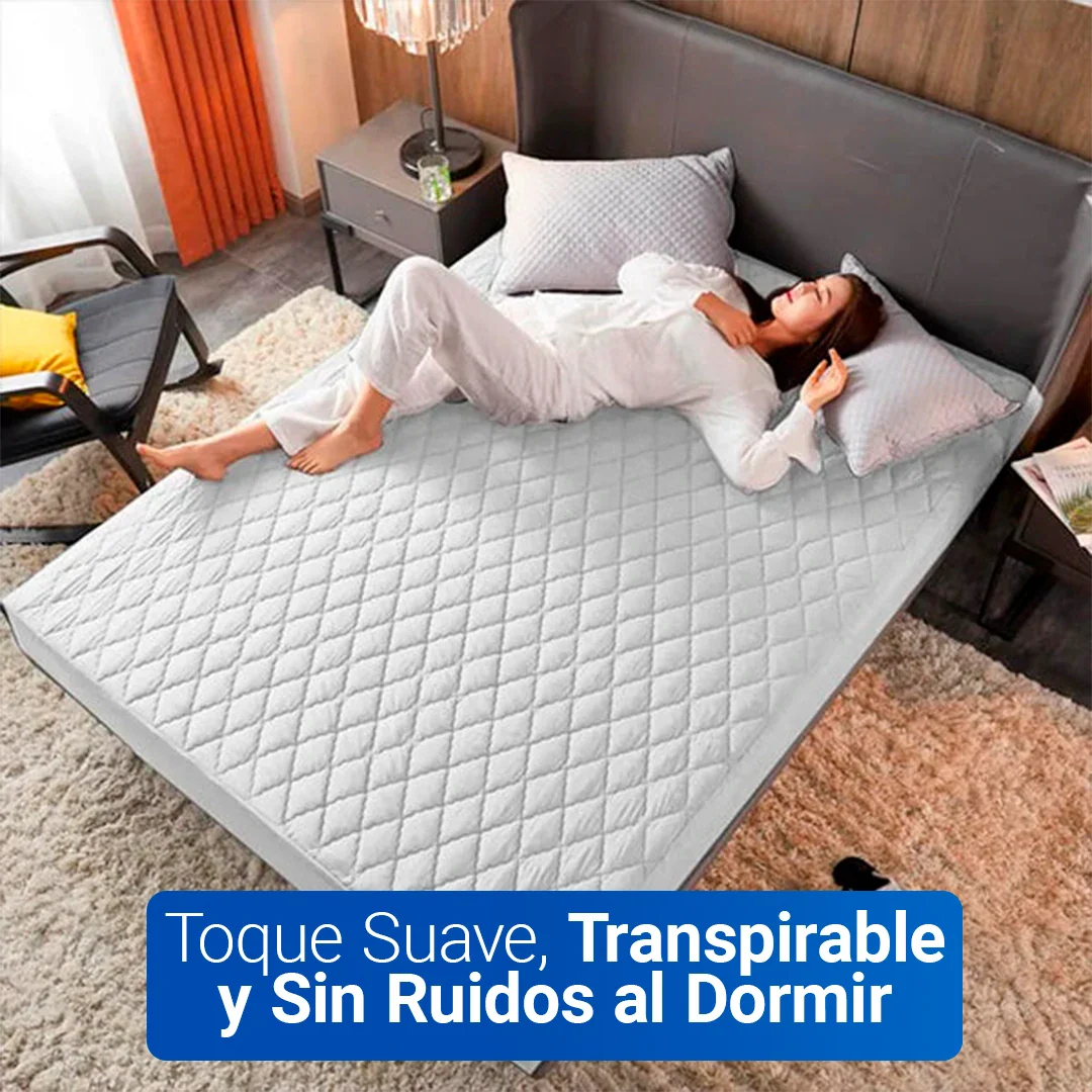 Protector de Colchón SoftRest Acolchado Antifluido + 2 Fundas de Almohada | Se Ajusta Hasta 40cm