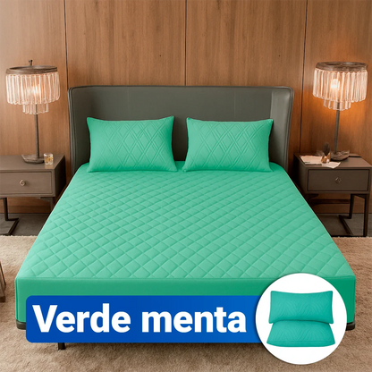 Protector de Colchón SoftRest Acolchado Antifluido + 2 Fundas de Almohada | Se Ajusta Hasta 40cm