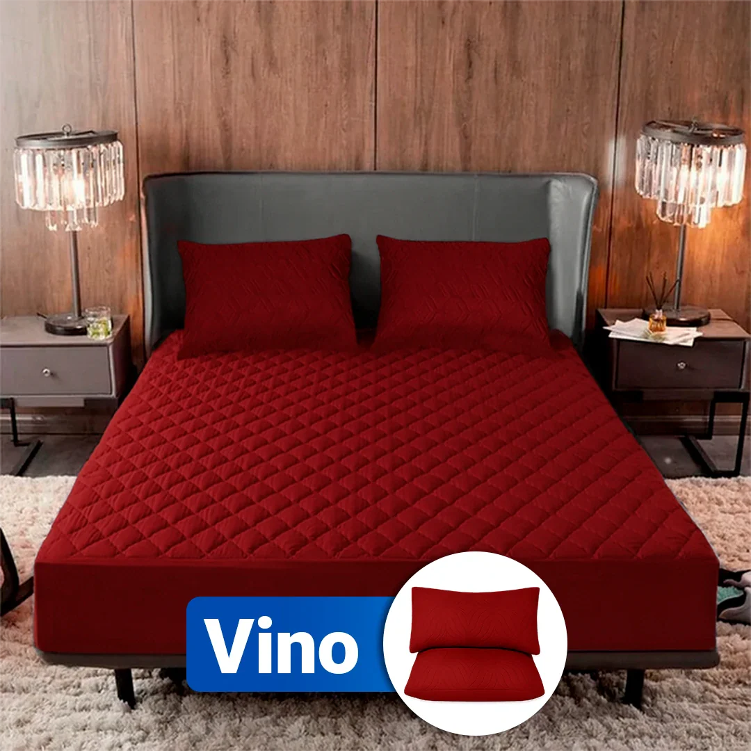 Protector de Colchón SoftRest Acolchado Antifluido + 2 Fundas de Almohada | Se Ajusta Hasta 40cm