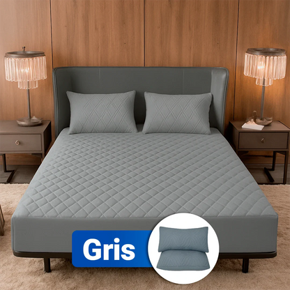 Protector de Colchón SoftRest Acolchado Antifluido + 2 Fundas de Almohada | Se Ajusta Hasta 40cm