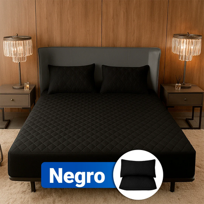 Protector de Colchón SoftRest Acolchado Antifluido + 2 Fundas de Almohada | Se Ajusta Hasta 40cm