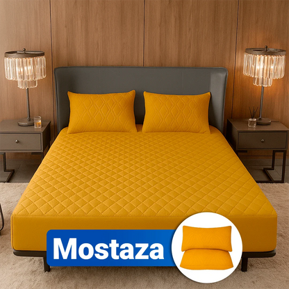 Protector de Colchón SoftRest Acolchado Antifluido + 2 Fundas de Almohada | Se Ajusta Hasta 40cm
