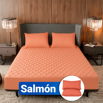 Protector de Colchón SoftRest Acolchado Antifluido + 2 Fundas de Almohada | Se Ajusta Hasta 40cm
