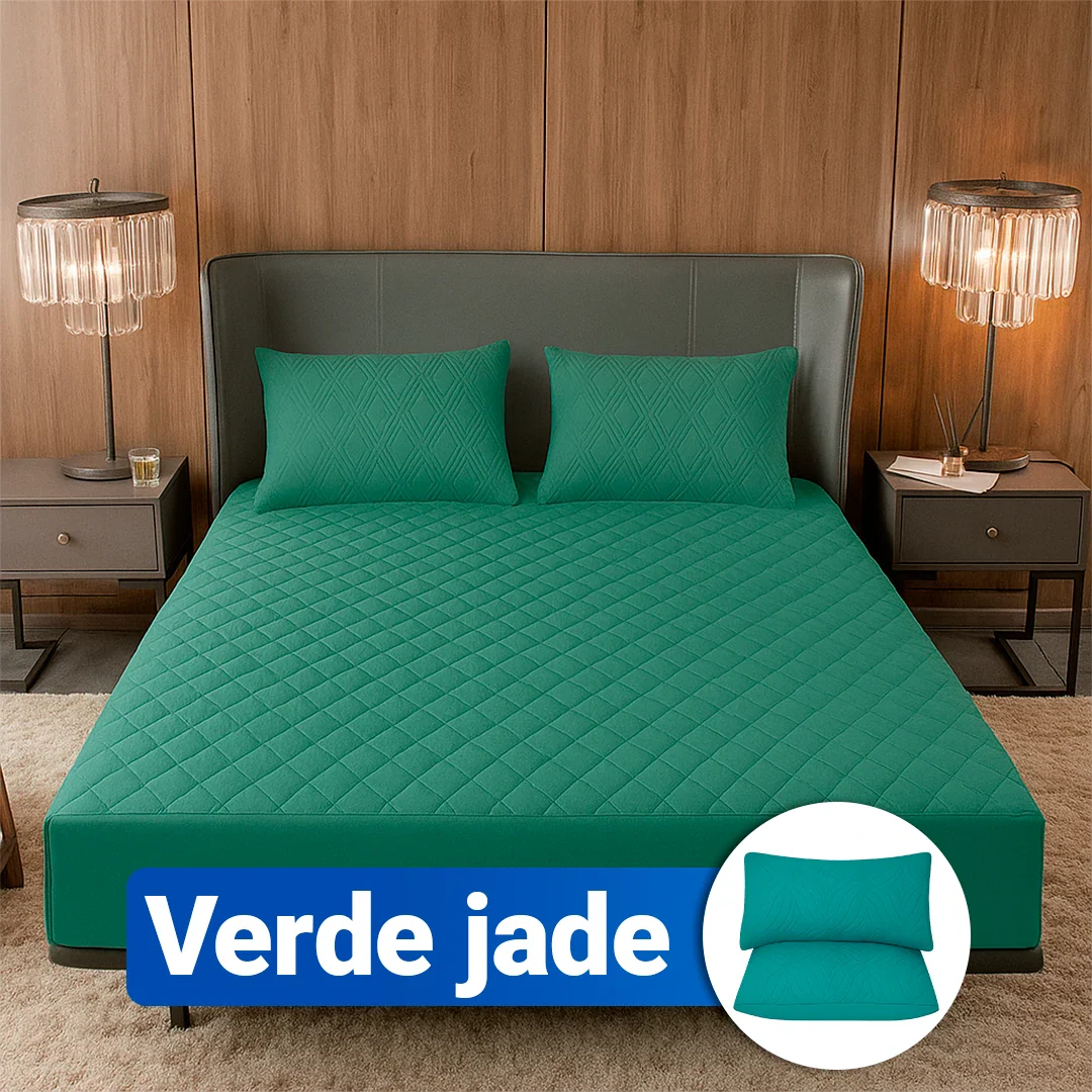 Protector de Colchón SoftRest Acolchado Antifluido + 2 Fundas de Almohada | Se Ajusta Hasta 40cm